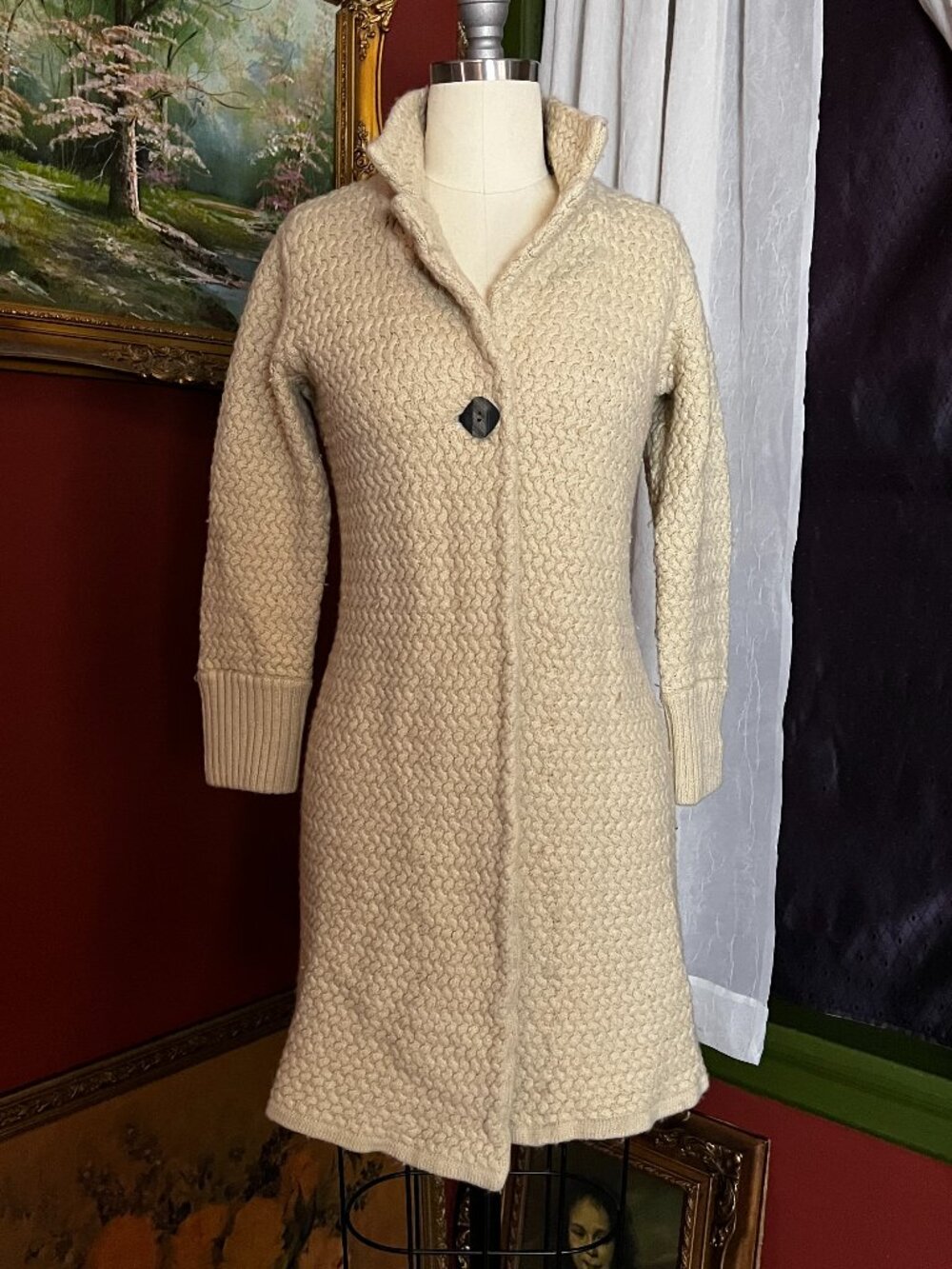 Merino Wool Blend Knit Cardigan Sweater